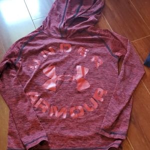 Red hooded Under Armour shirt